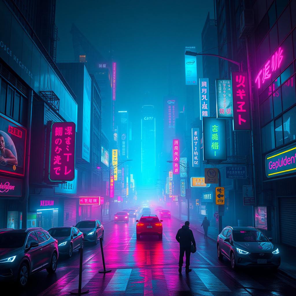 Cyberpunk neon city aesthetics