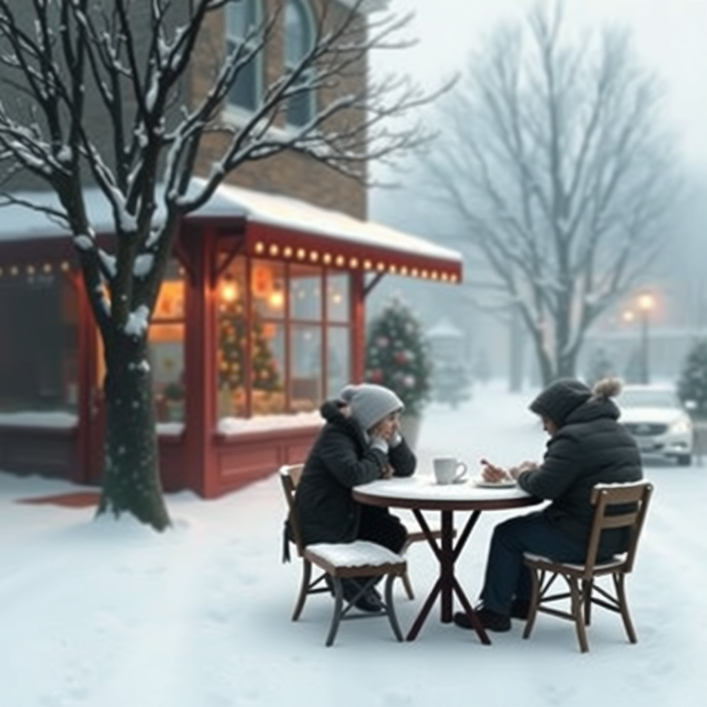 Lonely winter cafe